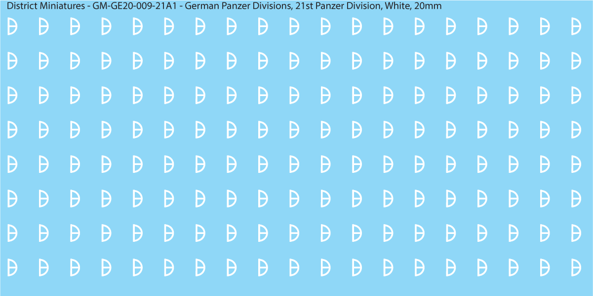 WW2 German Wehrmacht Panzer Divisions, 20mm Decals