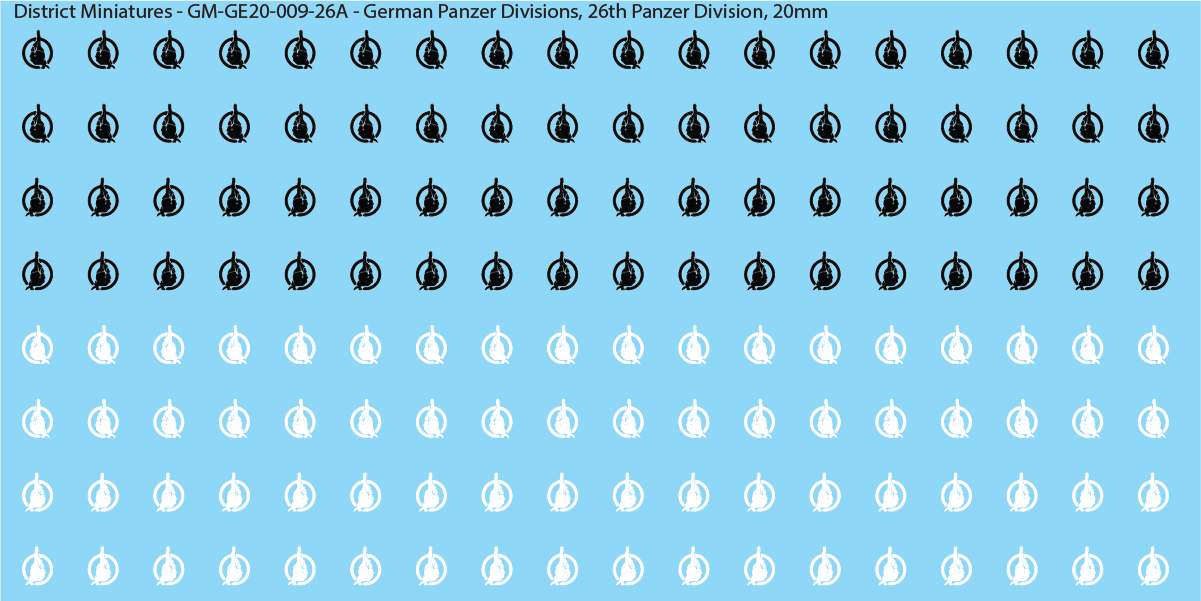 WW2 German Wehrmacht Panzer Divisions, 20mm Decals