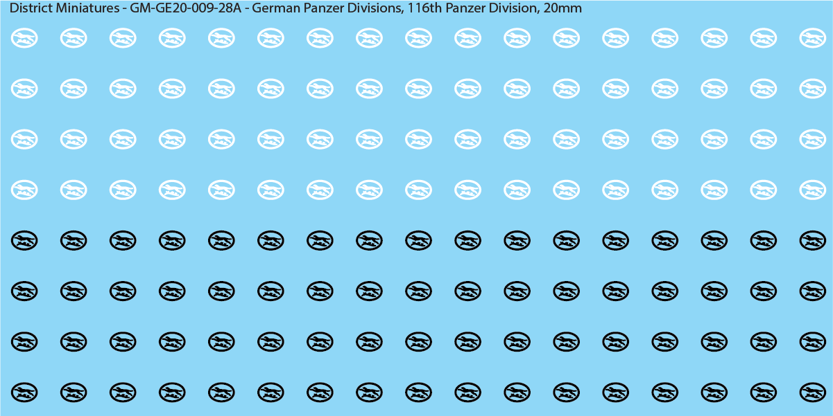 WW2 German Wehrmacht Panzer Divisions, 20mm Decals