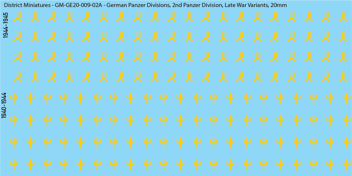 WW2 German Wehrmacht Panzer Divisions, 20mm Decals