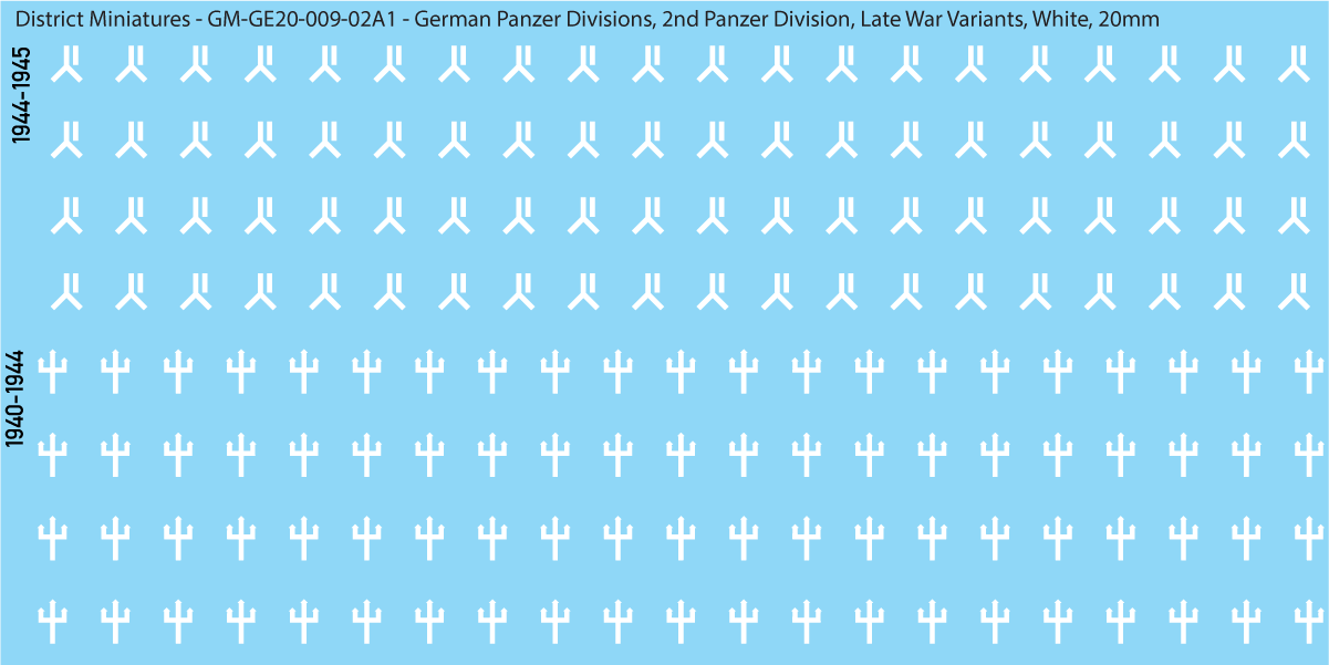 WW2 German Wehrmacht Panzer Divisions, 20mm Decals