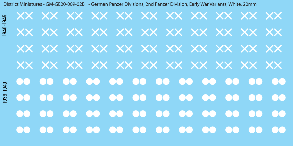 WW2 German Wehrmacht Panzer Divisions, 20mm Decals