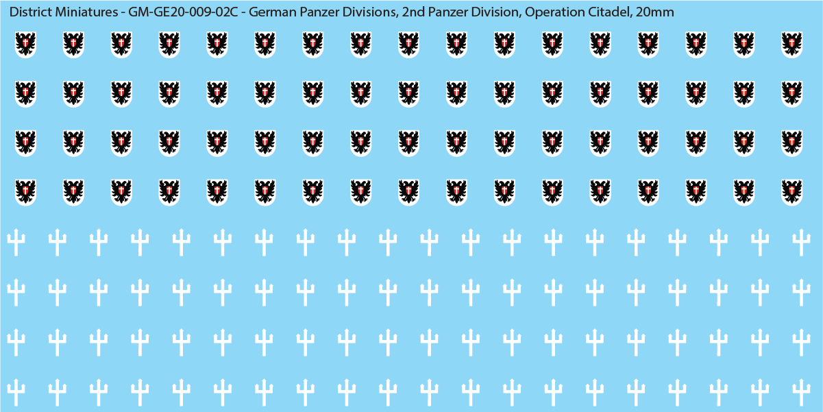 WW2 German Wehrmacht Panzer Divisions, 20mm Decals