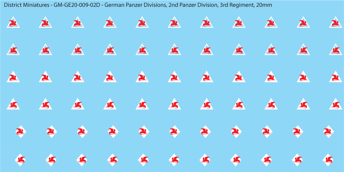 WW2 German Wehrmacht Panzer Divisions, 20mm Decals