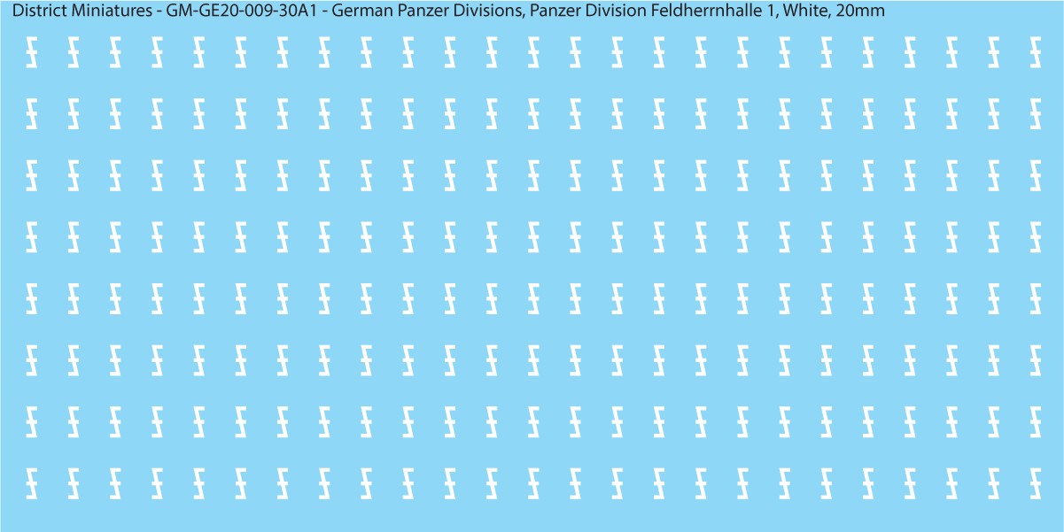 WW2 German Wehrmacht Panzer Divisions, 20mm Decals