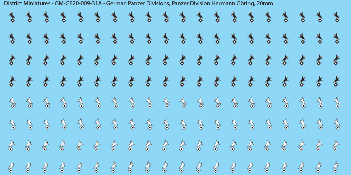 WW2 German Wehrmacht Panzer Divisions, 20mm Decals