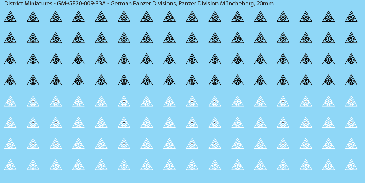 WW2 German Wehrmacht Panzer Divisions, 20mm Decals