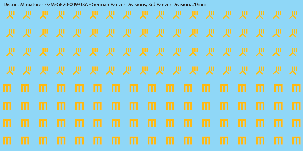 WW2 German Wehrmacht Panzer Divisions, 20mm Decals