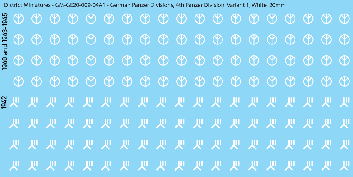 WW2 German Wehrmacht Panzer Divisions, 20mm Decals