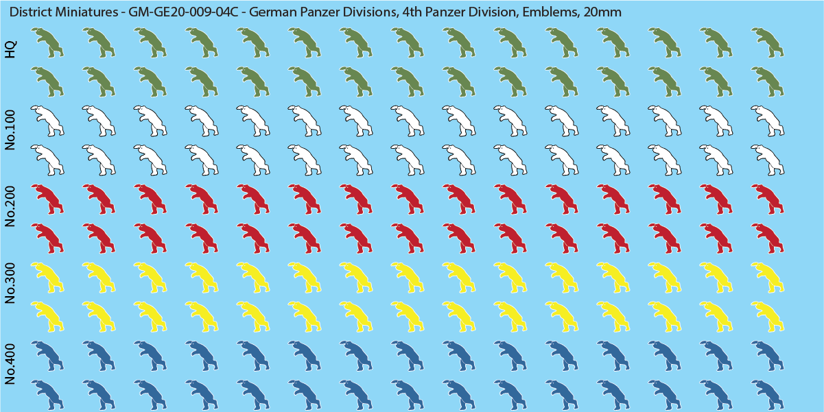 WW2 German Wehrmacht Panzer Divisions, 20mm Decals