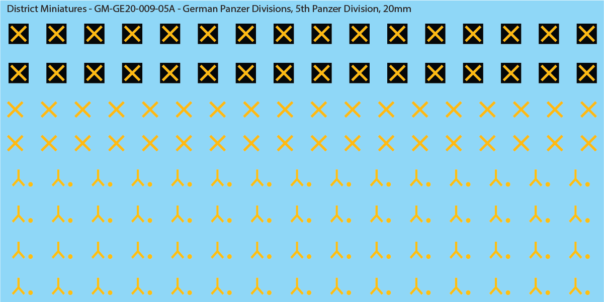 WW2 German Wehrmacht Panzer Divisions, 20mm Decals