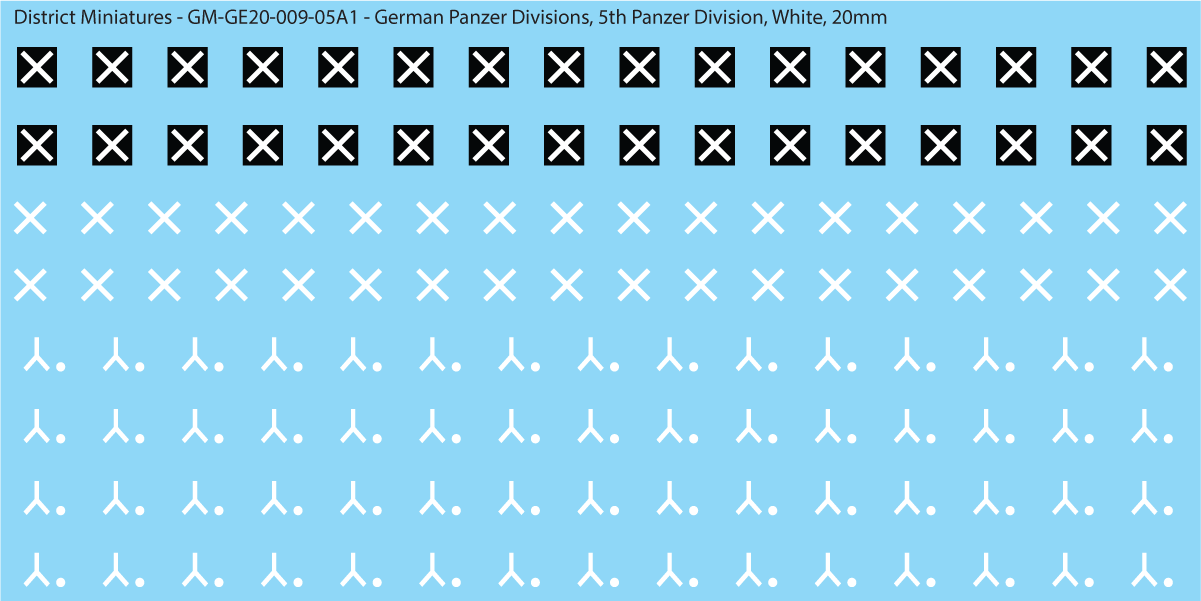 WW2 German Wehrmacht Panzer Divisions, 20mm Decals