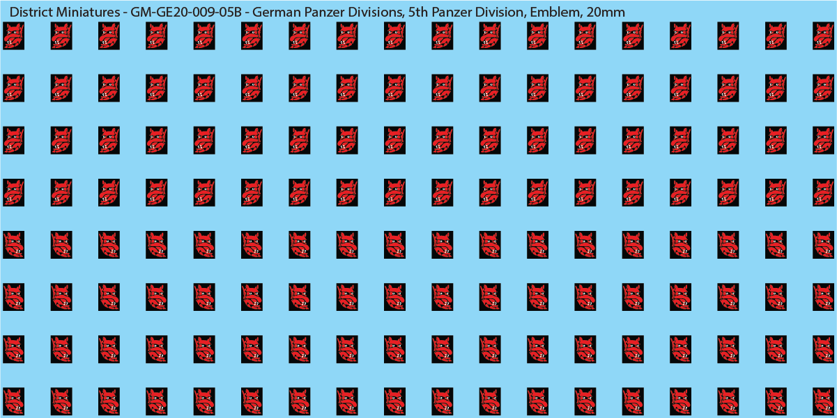 WW2 German Wehrmacht Panzer Divisions, 20mm Decals