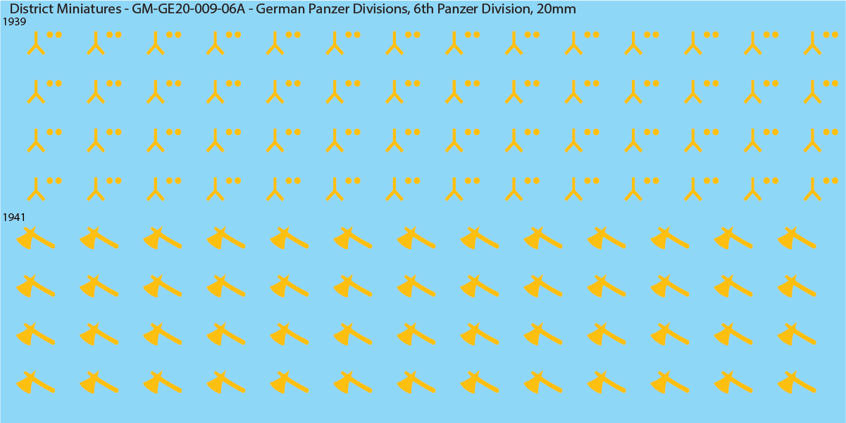 WW2 German Wehrmacht Panzer Divisions, 20mm Decals