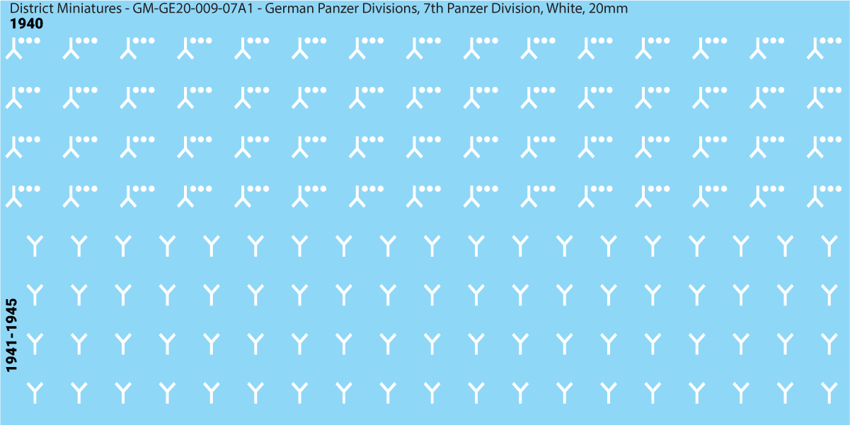 WW2 German Wehrmacht Panzer Divisions, 20mm Decals