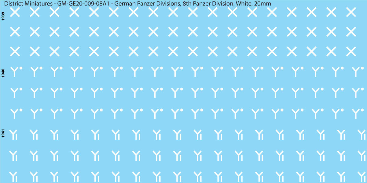 WW2 German Wehrmacht Panzer Divisions, 20mm Decals