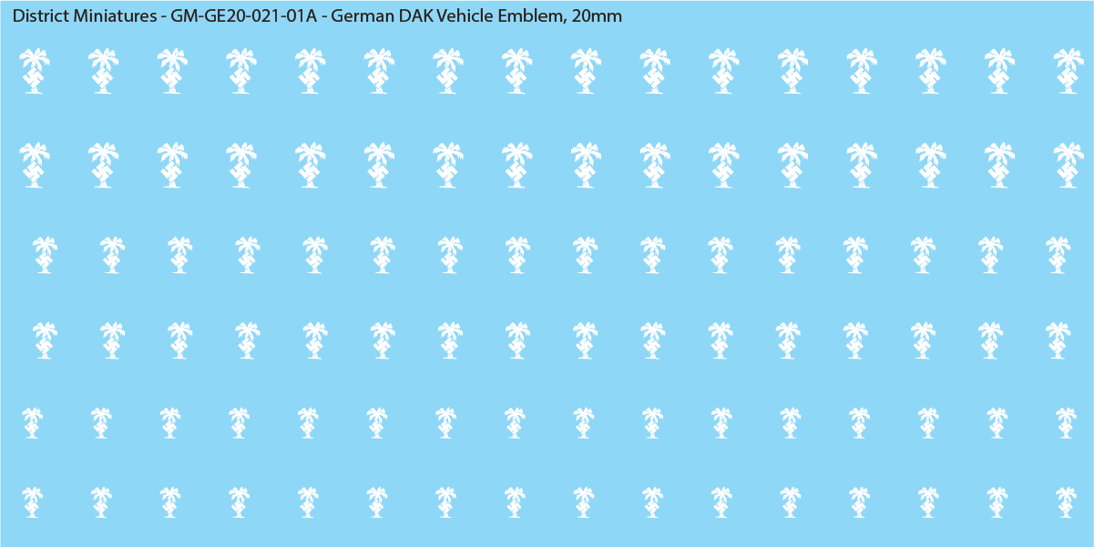 WW2 German - German Vehicle DAK (Afrika Corps) Emblems, 20mm Decals