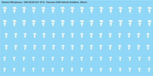 WW2 German - German Vehicle DAK (Afrika Corps) Emblems, 20mm Decals