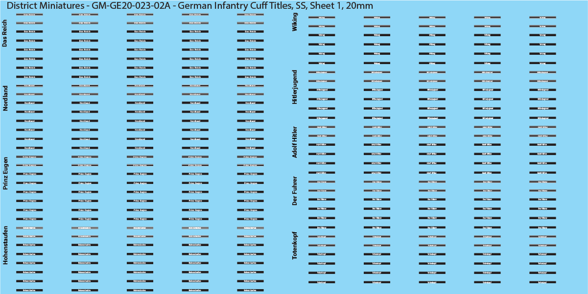 WW2 German - German Infantry Cuff Titles (Multiple Options), 20mm Decals