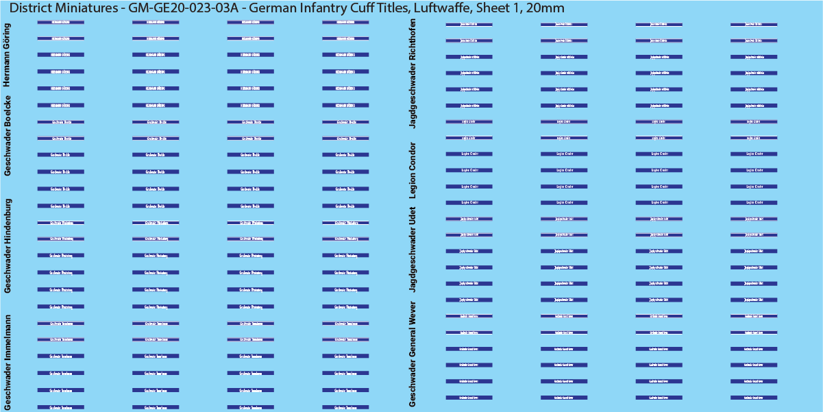 WW2 German - German Infantry Cuff Titles (Multiple Options), 20mm Decals