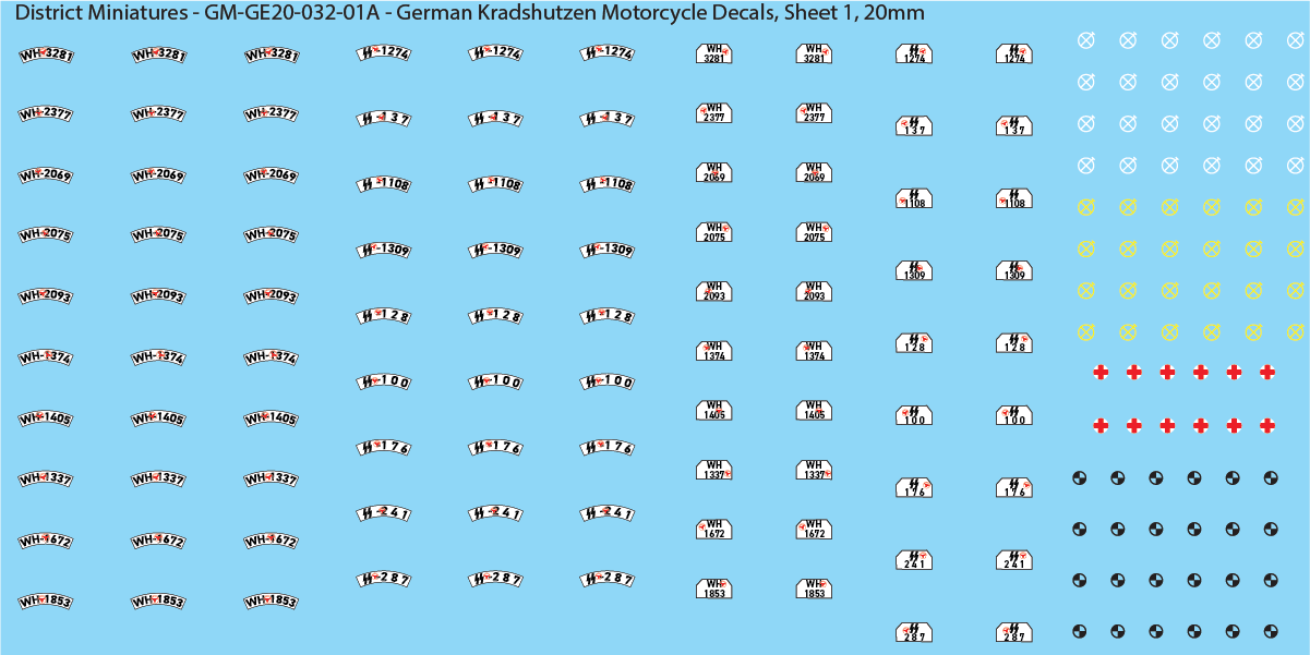 WW2 German - German Kradshutzen Motorcycle Decal, 20mm Decals