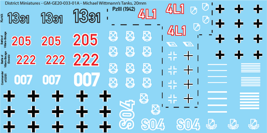 Michael Wittmann's Tanks, 20mm Decals