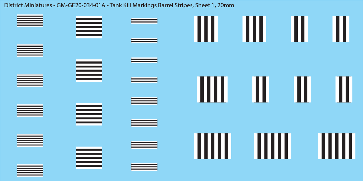 Tank Kill Markings Barrel Stripes (Multiple Options), 20mm Decals