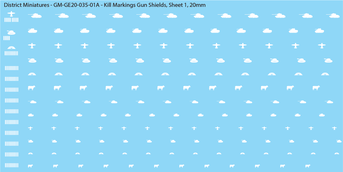 Kill Markings for Gun Shields, 20mm Decals