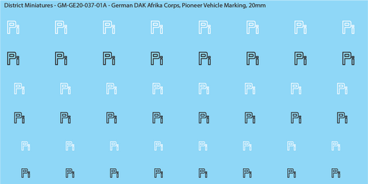WW2 German DAK Afrika Corps, Pioneer Vehicle Markings, 20mm Decals