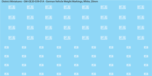 WW2 German Vehicle Weight Markings (Multiple Options), 20mm Decals
