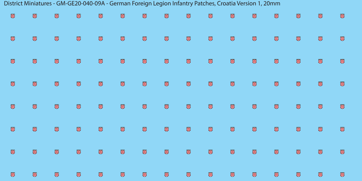 Croatia Version 1 - German Foreign Legion infantry patch, 20mm waterslide decal