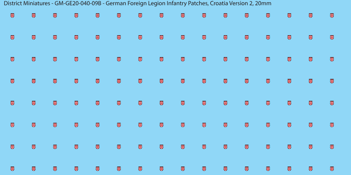 Croatia Version 2 - German Foreign Legion infantry patch, 20mm waterslide decal