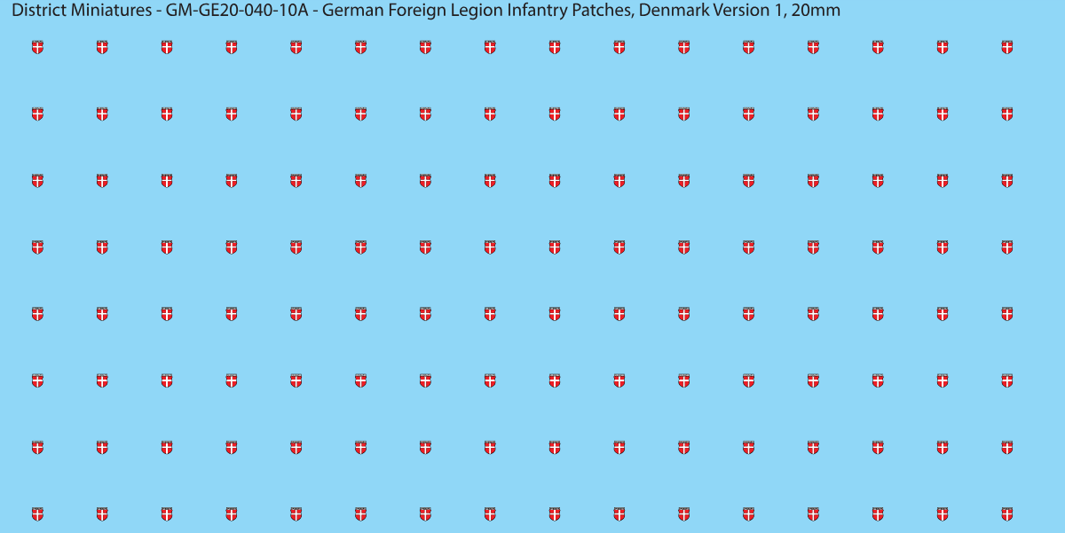 Denmark Version 1 - German Foreign Legion infantry patch, 20mm waterslide decal