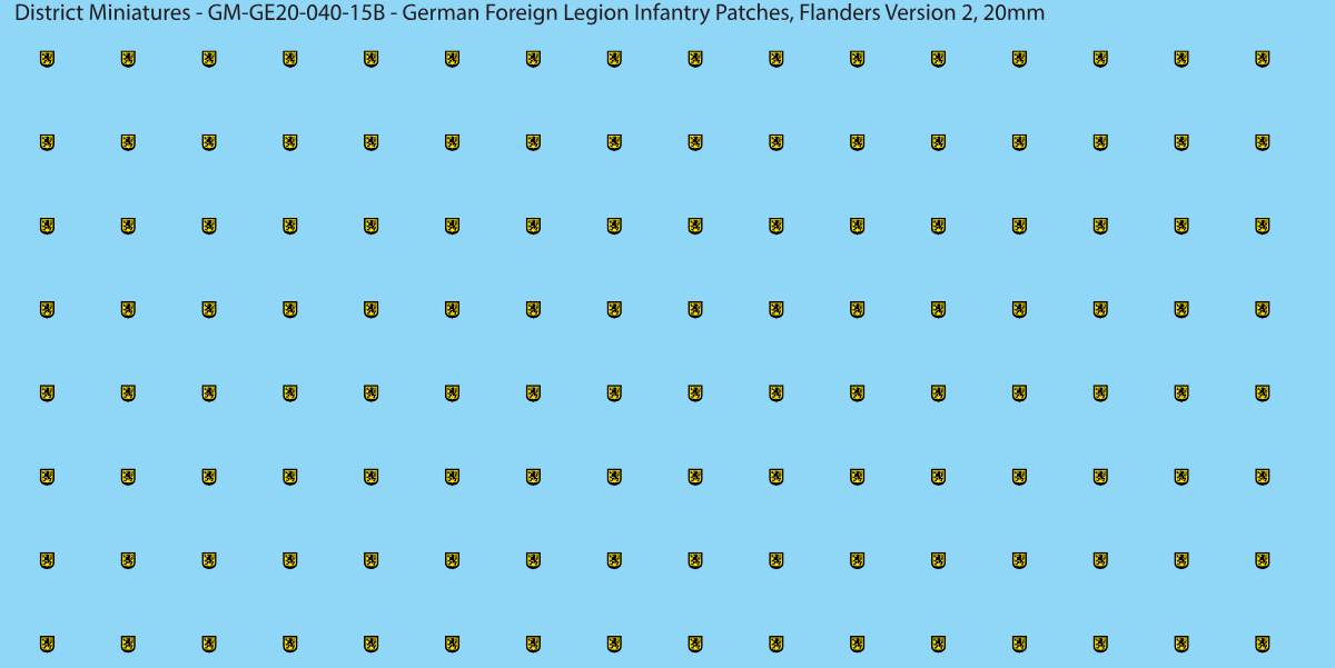 Flanders Version 2 - German Foreign Legion infantry patch, 20mm waterslide decal