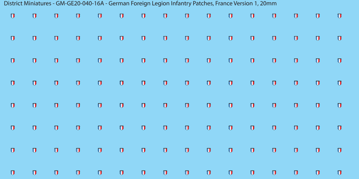 France Version 1 - German Foreign Legion infantry patch, 20mm waterslide decal