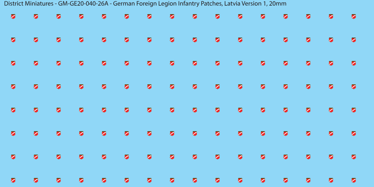 Latvia Version 1 - German Foreign Legion infantry patch, 20mm waterslide decal