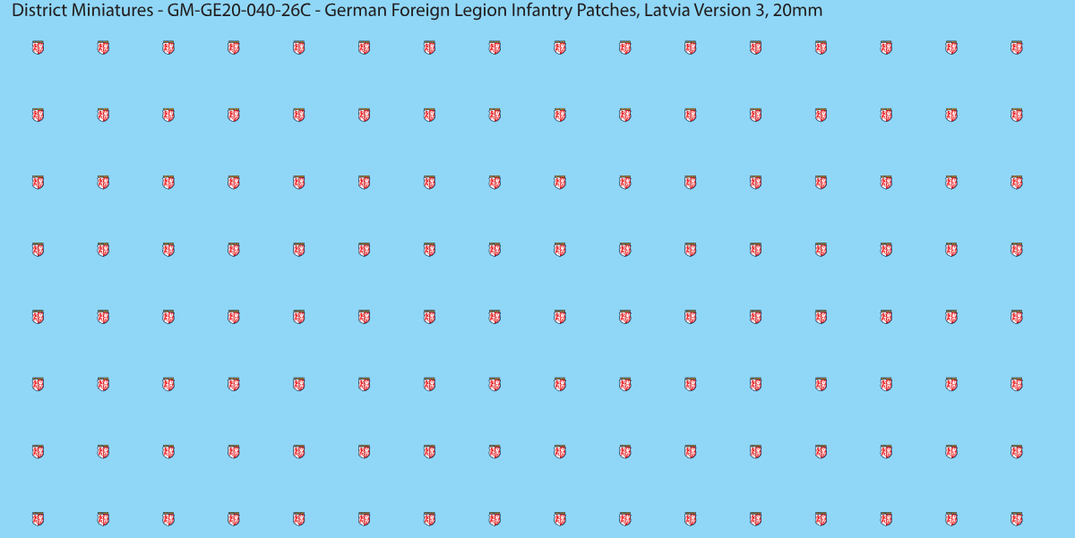Latvia Version 3 - German Foreign Legion infantry patch, 20mm waterslide decal