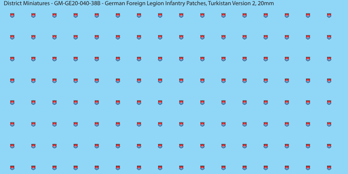 Turkistan Version 2 - German Foreign Legion infantry patch, 20mm waterslide decal