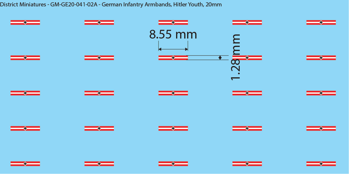 German Infantry Armbands, Hitler Youth, 20mm