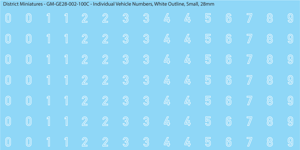 WW2 German - Individual Vehicle Numbers (Large and Small Options), 28mm