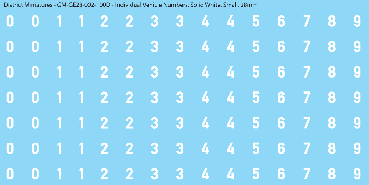 WW2 German - Individual Vehicle Numbers (Large and Small Options), 28mm