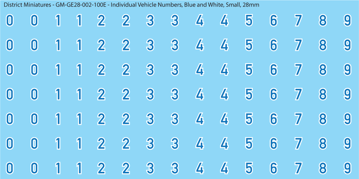 WW2 German - Individual Vehicle Numbers (Large and Small Options), 28mm