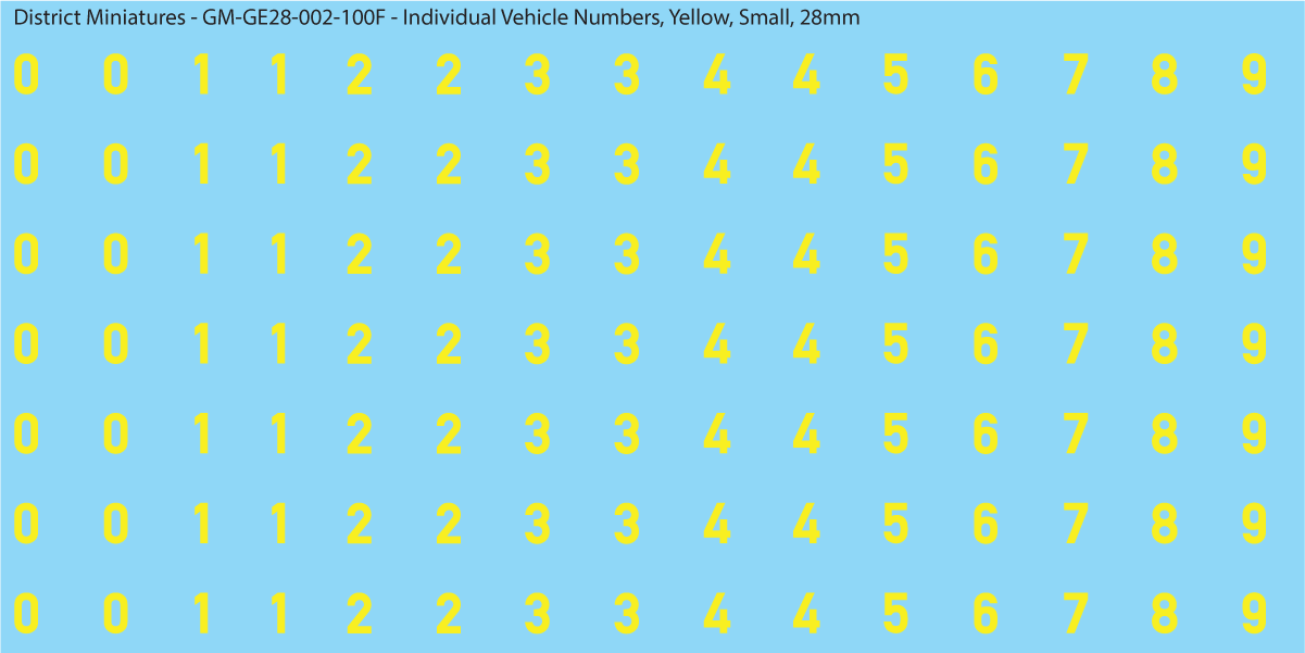 WW2 German - Individual Vehicle Numbers (Large and Small Options), 28mm