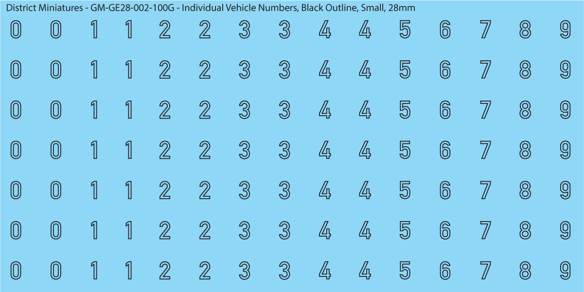 WW2 German - Individual Vehicle Numbers (Large and Small Options), 28mm