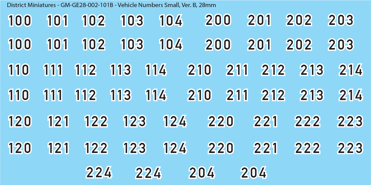 German Vehicle Numbers, 28mm Decals