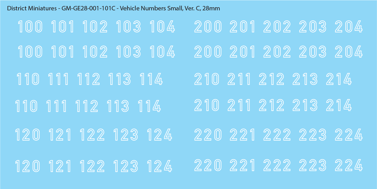 German Vehicle Numbers, 28mm Decals