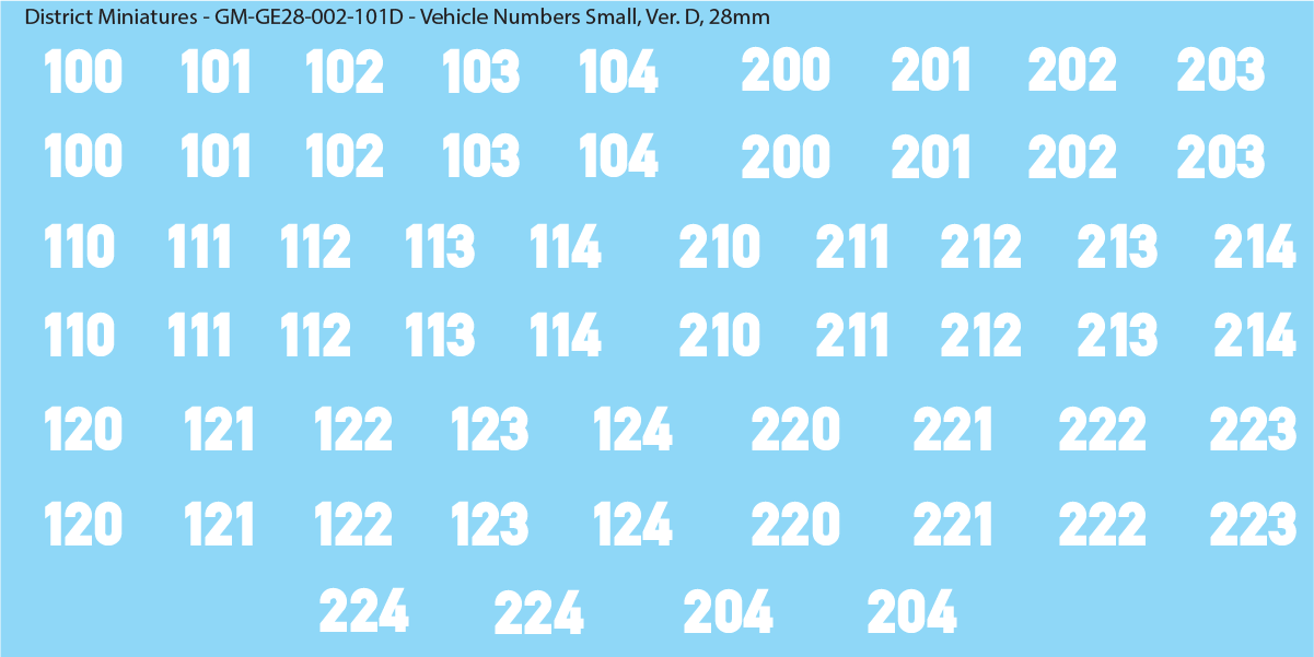 German Vehicle Numbers, 28mm Decals