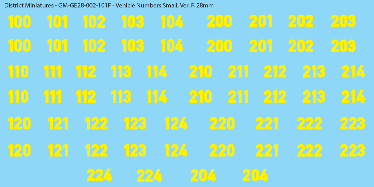 German Vehicle Numbers, 28mm Decals