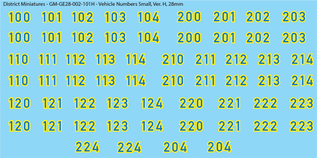 German Vehicle Numbers, 28mm Decals