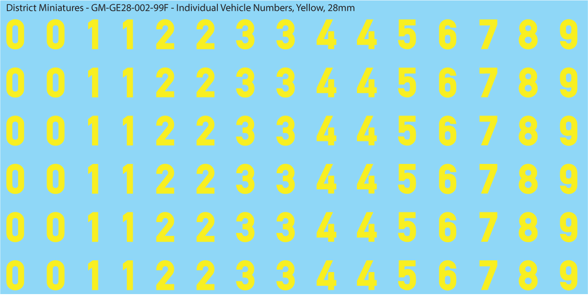 WW2 German - Individual Vehicle Numbers (Large and Small Options), 28mm